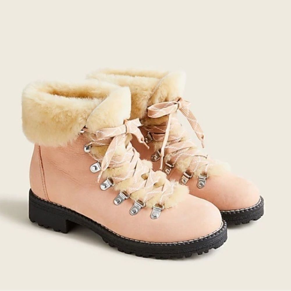 J. Crew Nordic Boots with faux shearling in bronzed Clay 10 New